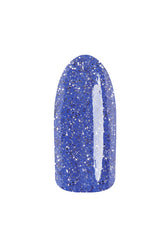 Buzz Worthy Glitter Nail Swatch – A swatch of sparkling purple glitter polish with a glossy finish for a glamorous look.